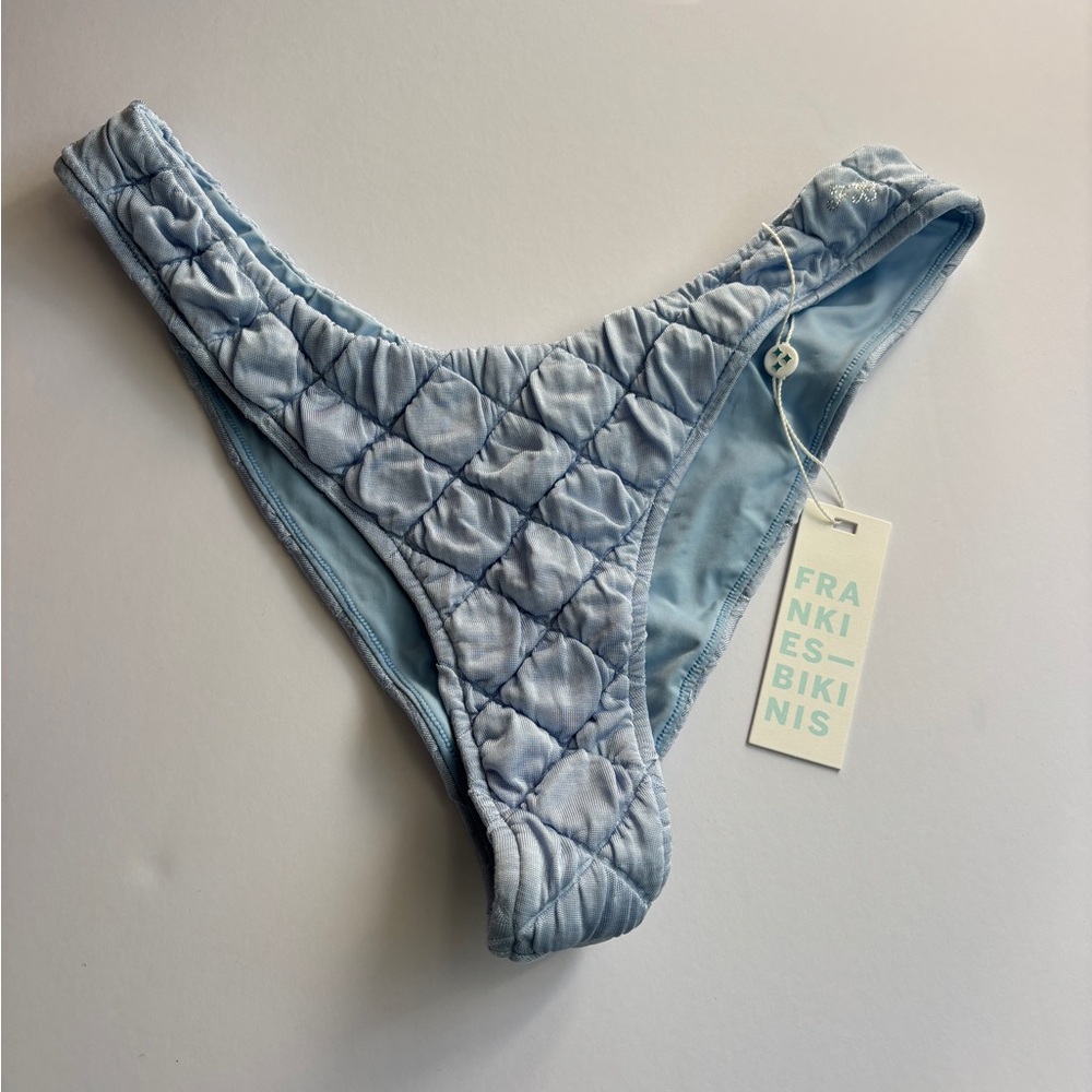 Frankie's Bikinis Quilted Light Blue Bottoms NWT